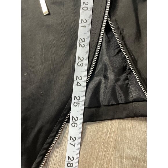 Black Satin Jacket with Zipper Details and Ruched Sleeves - Picture 8 of 9